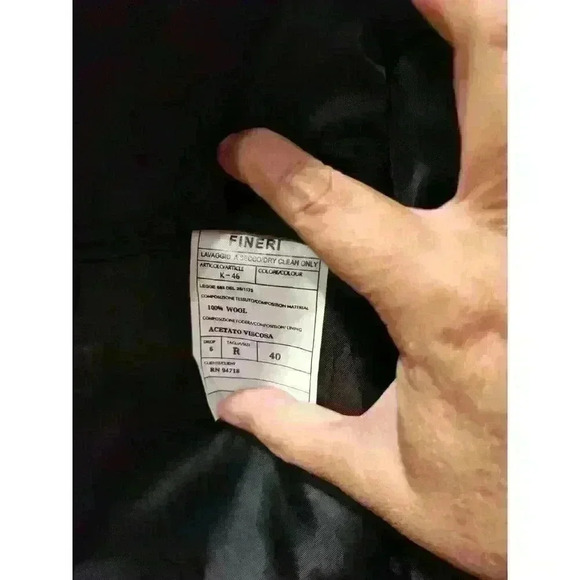 Fineri Italy Super 120's Men's Sport Coat 40 Regular 100% Wool Black 3 Button - Picture 5 of 6